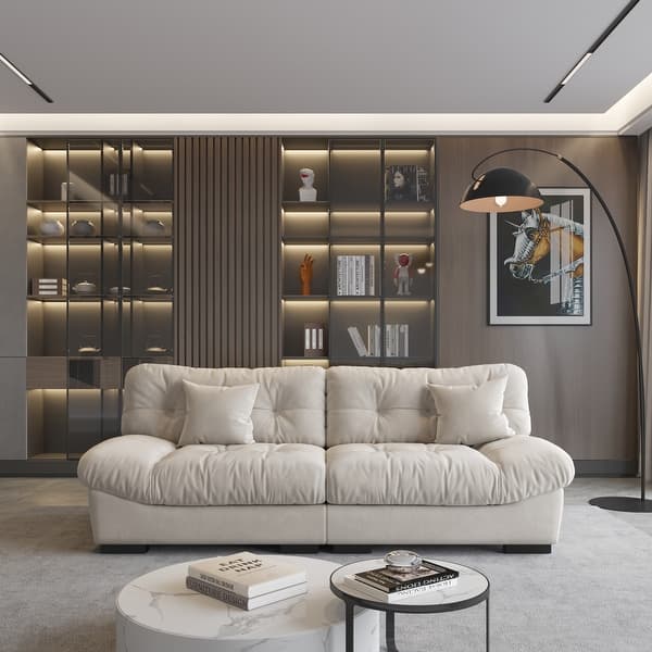 89" Fluffy Cloud Couches Sectional, Modern Minimalist Sofas With Two